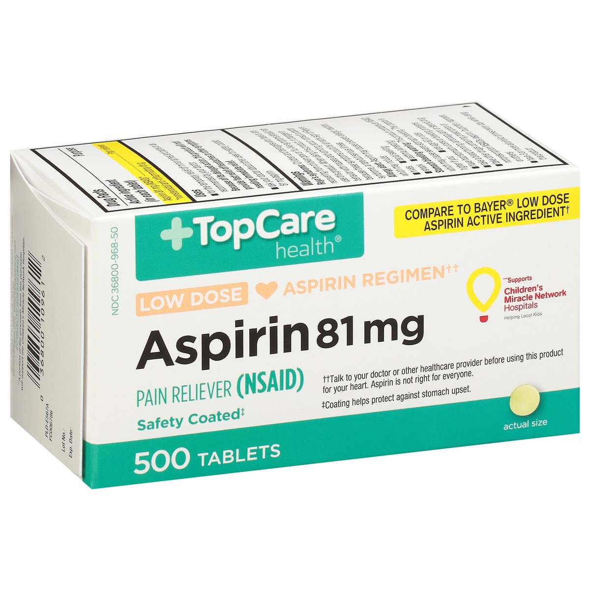 slide 2 of 9, TopCare Aspirin 81Mg, 500 ct