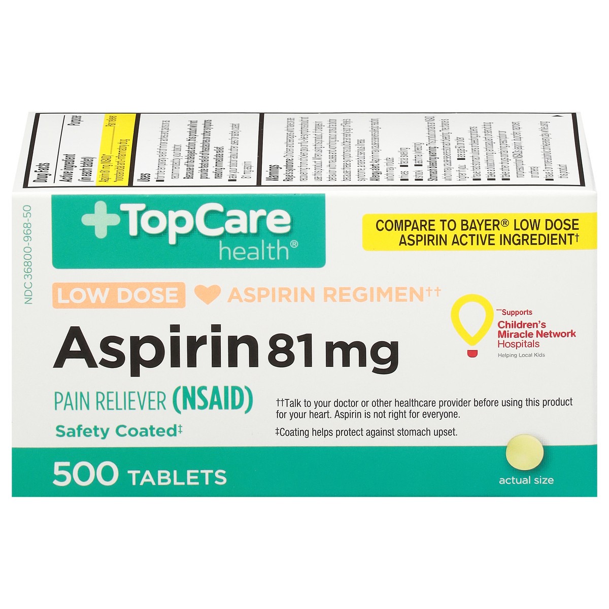 slide 1 of 9, TopCare Aspirin 81Mg, 500 ct