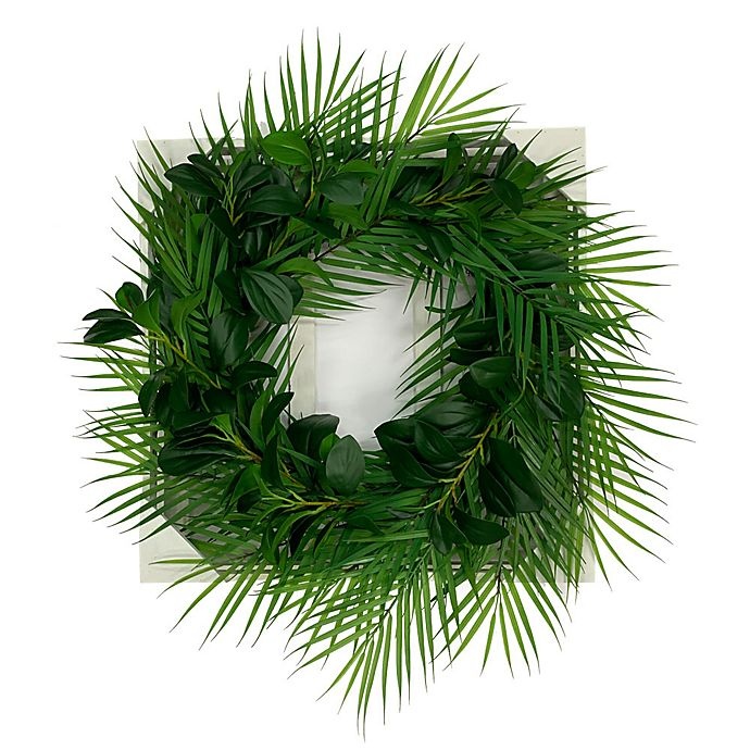 slide 1 of 1, W Home Tropical Greenery Wreath, 23 in