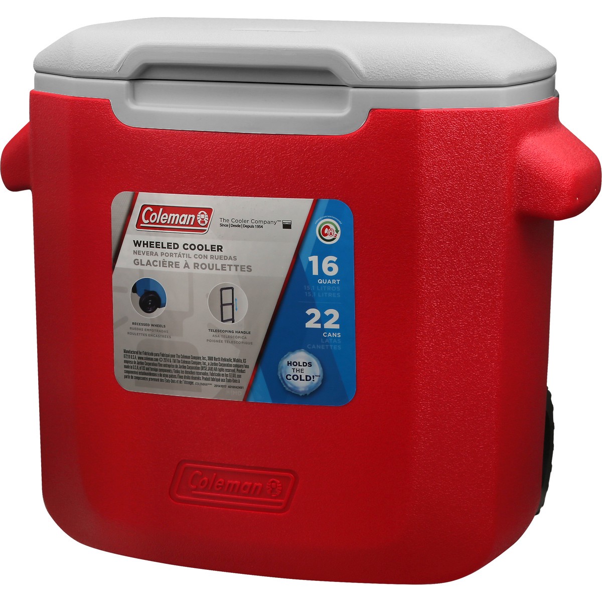 slide 5 of 8, Coleman Wheeled Red Cooler, 1 ct