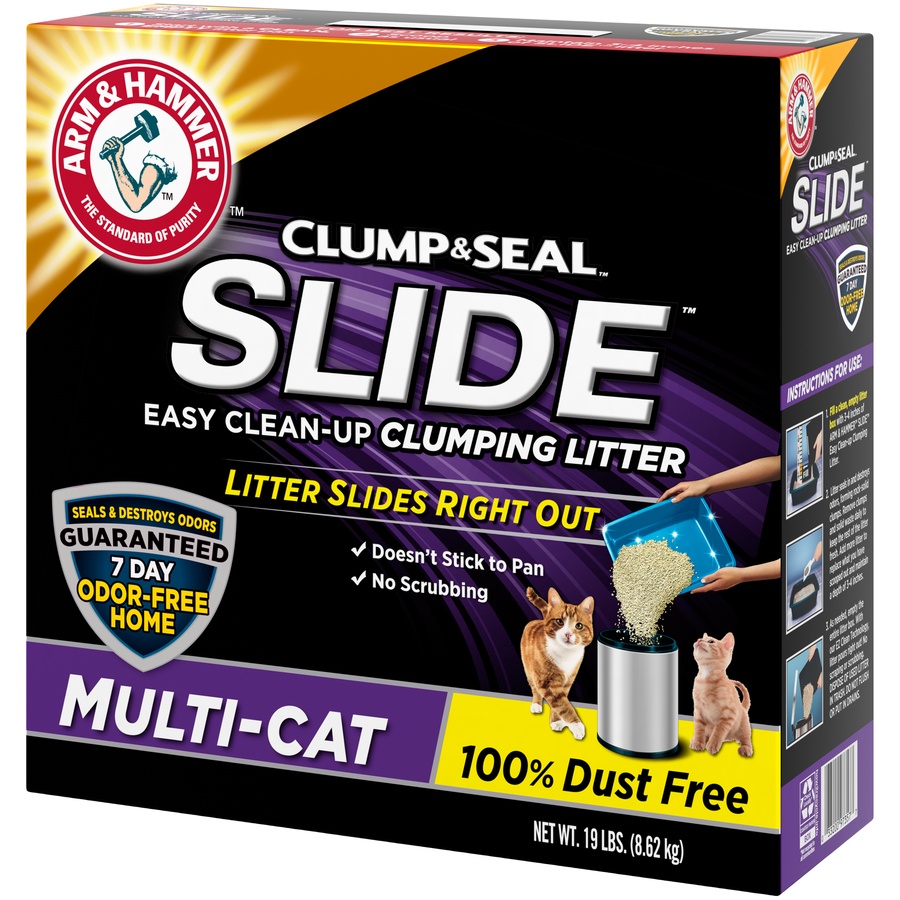 slide 3 of 4, ARM & HAMMER Slide Easy Clean-Up Multi-Cat Clumping Litter, 19 lb