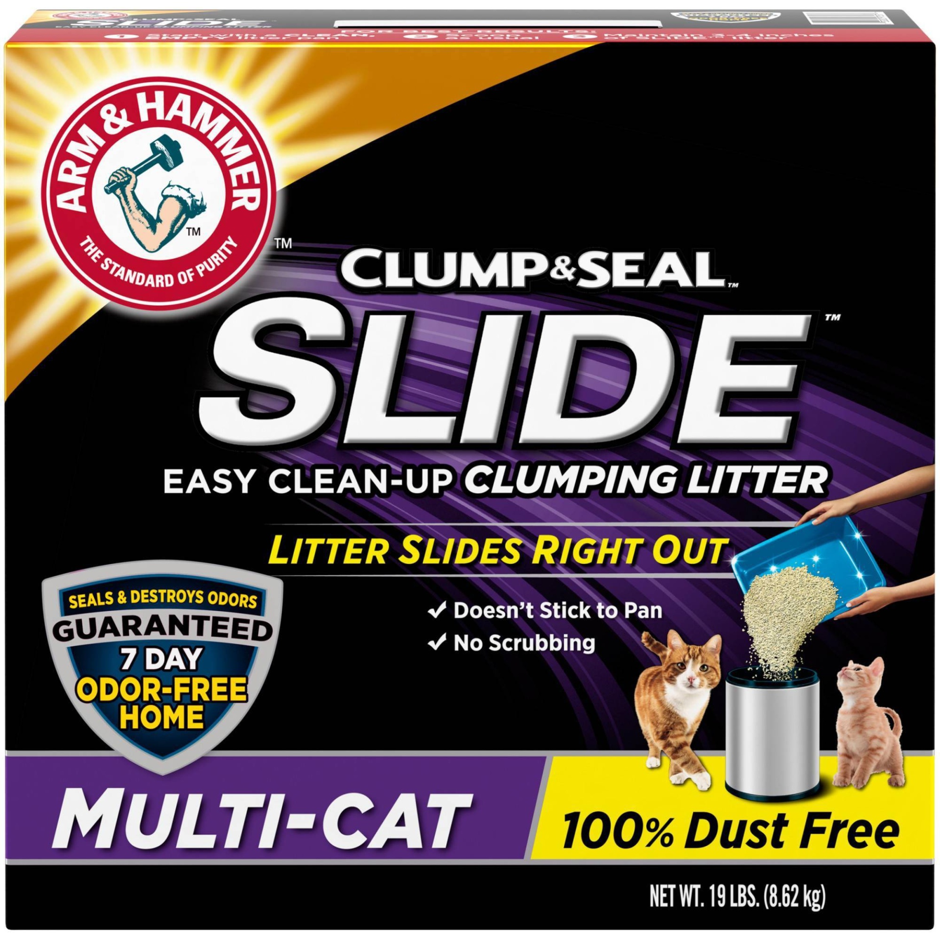 slide 1 of 4, ARM & HAMMER Slide Easy Clean-Up Multi-Cat Clumping Litter, 19 lb
