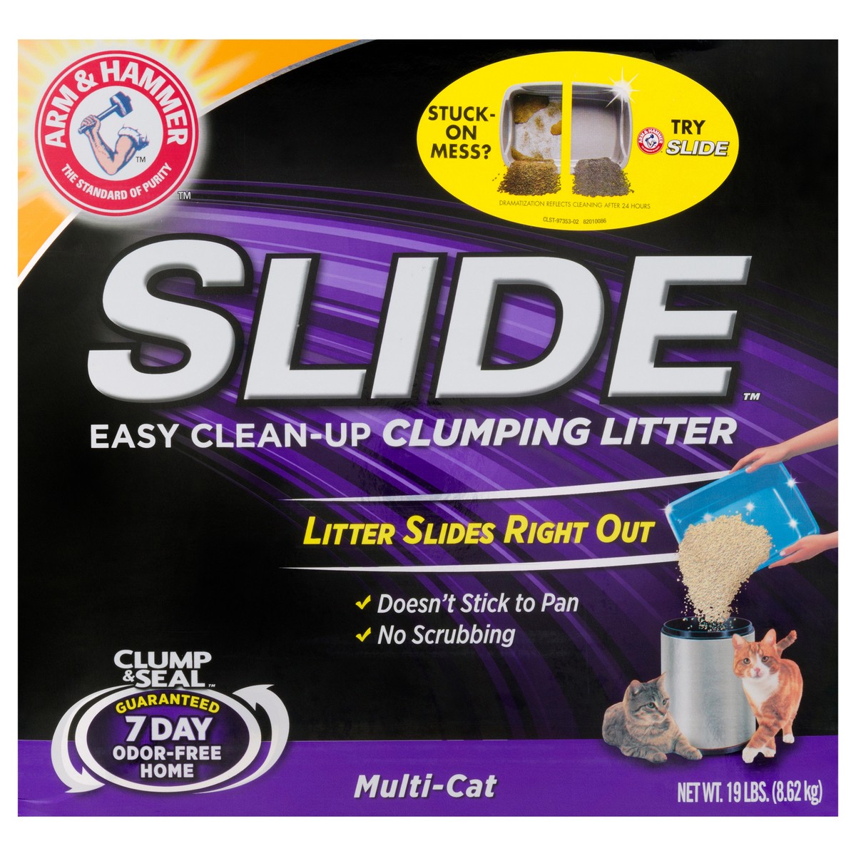 slide 1 of 4, ARM & HAMMER SLIDE Easy Clean-Up Multi-Cat Clumping Cat Litter, 19 lb, 19 lb