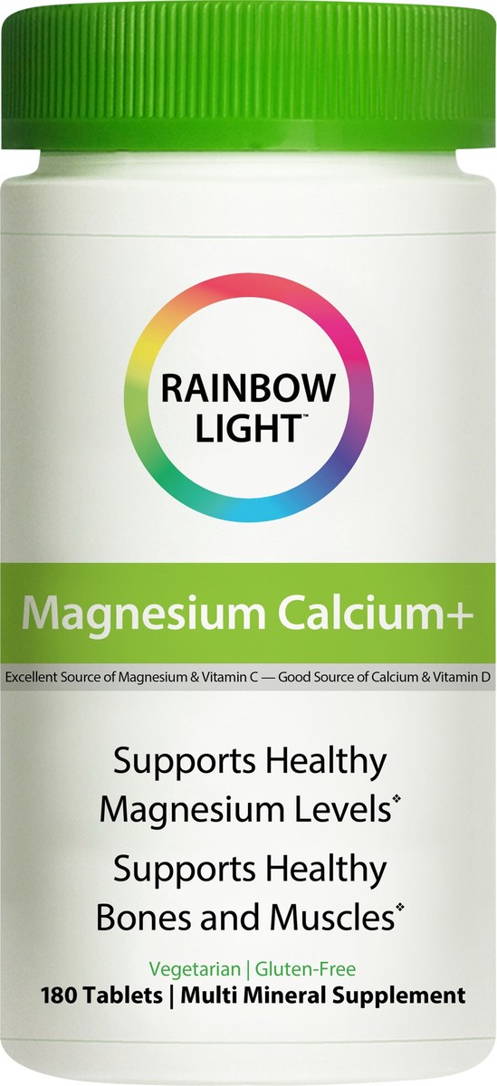 slide 6 of 7, Rainbow Light Magnesium Calcium Plus Multi Mineral Supplement, 180 Count, 1 Bottle, 180 ct
