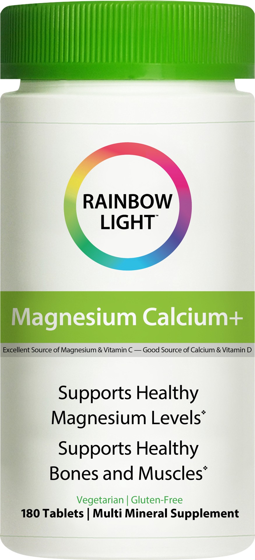 slide 1 of 7, Rainbow Light Magnesium Calcium Plus Multi Mineral Supplement, 180 Count, 1 Bottle, 180 ct