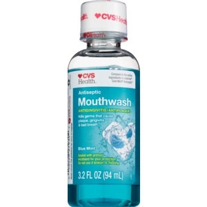 slide 1 of 1, CVS Health Antiseptic Mouth Rinse Blue Mint, 3.2 fl oz; 94 ml