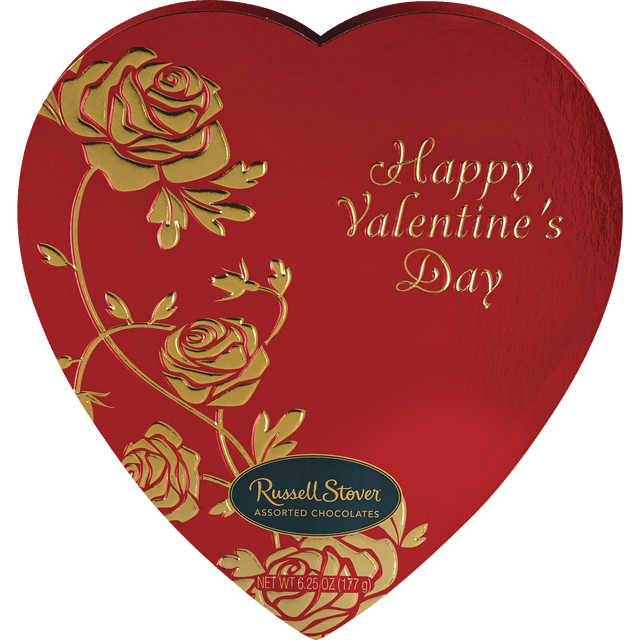 slide 1 of 3, Russell Stover Valentines Mixed Design Romantic Heart Box, 6.25 oz