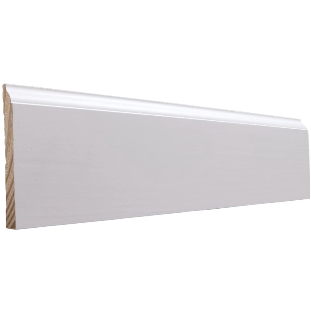 slide 1 of 3, RELIABILT 9/16-in x 4-1/4-in x 12-ft Traditional Primed Finger Jointed Pine 620 Baseboard Moulding, 1 ct