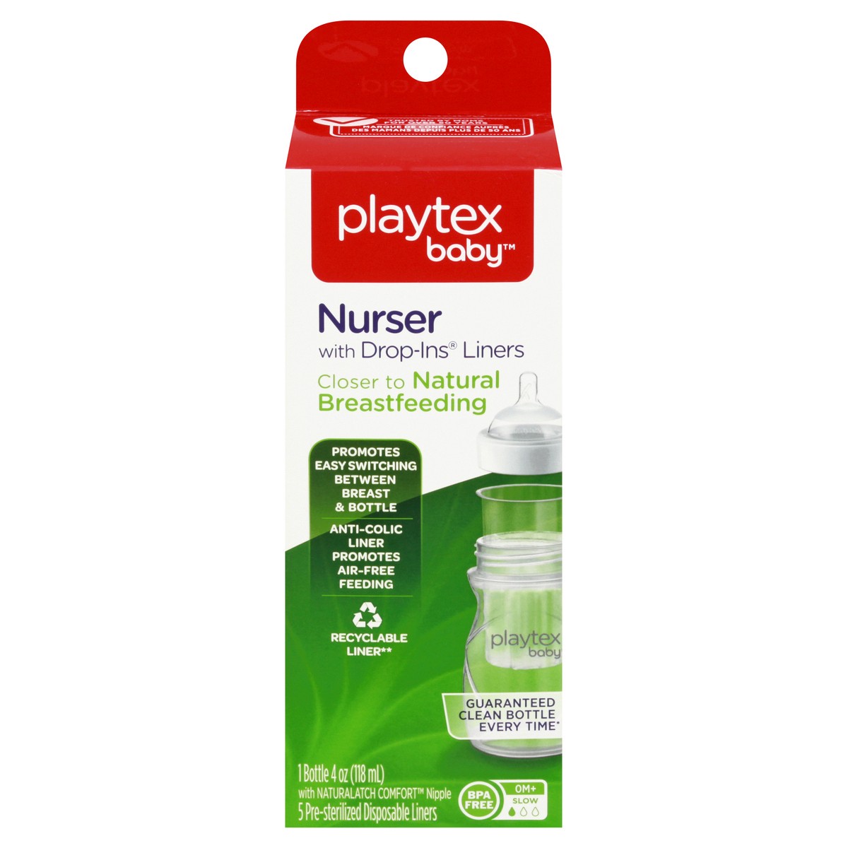 slide 1 of 8, Playtex Nurser With Drop In Liners 0-3 Months Slow Flow, 4 oz