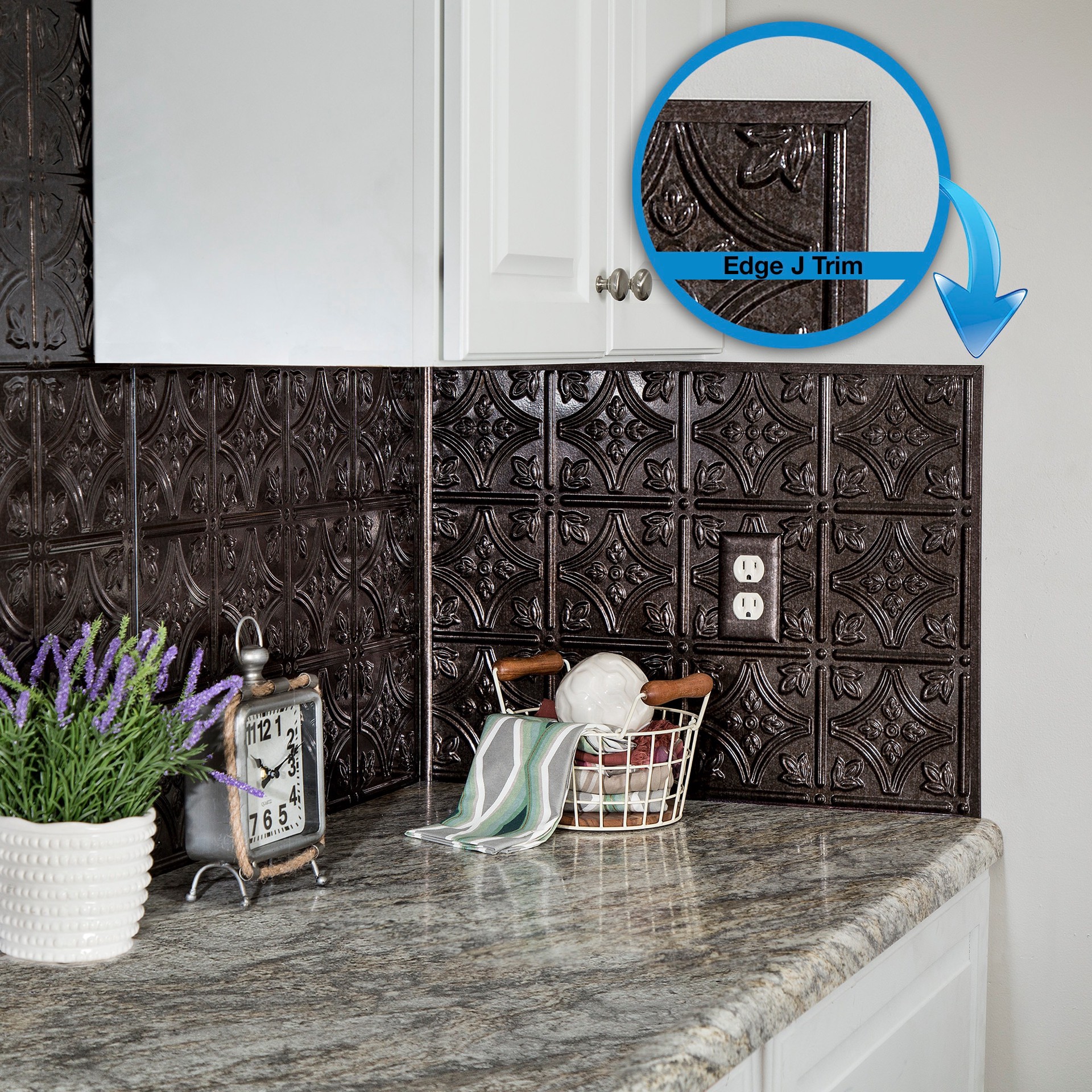 slide 2 of 6, Fasade 0.75-in W x 18-in L Smoked Pewter PVC J-shape, 1 ct