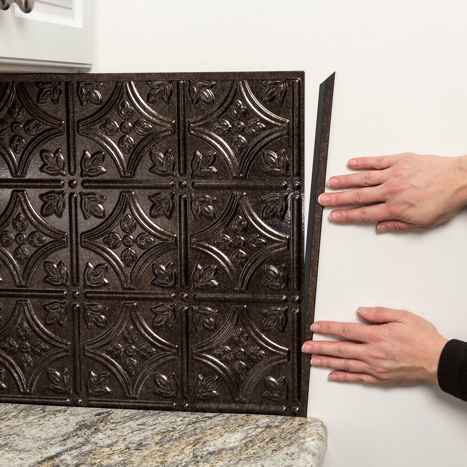 slide 5 of 6, Fasade 0.75-in W x 18-in L Smoked Pewter PVC J-shape, 1 ct