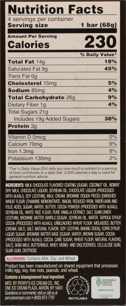 slide 10 of 18, Perrys Icecrm Brownie Batter Bars 14Oz, 14 oz