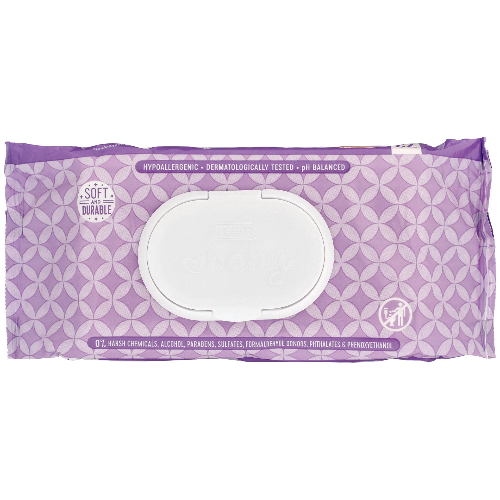slide 1 of 1, H-E-B Baby Scented Wipes - Lavender, 72 ct