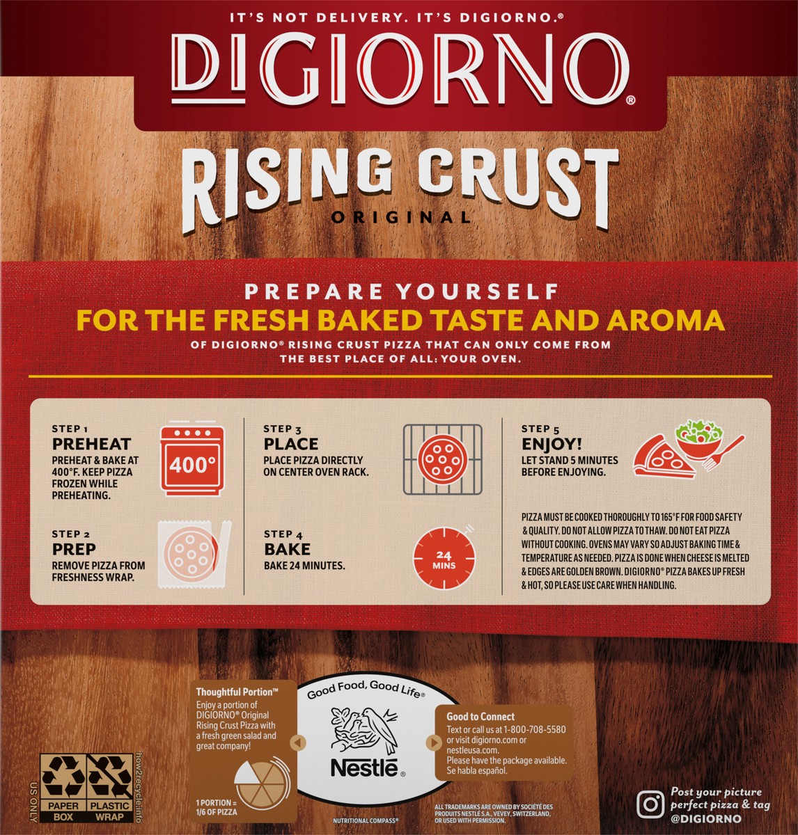slide 6 of 9, DiGiorno Rising Crust Sausage and Pepperoni Pizza, 30.3 oz (Frozen), 30.3 oz