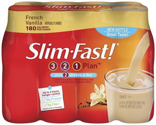 slide 1 of 1, SlimFast French Vanilla Shakes, 8 ct