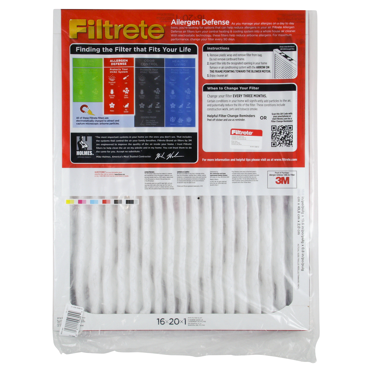 slide 2 of 2, 3M Filtrete Micro Allergen Defense Air Filter, 16 in x 20 in