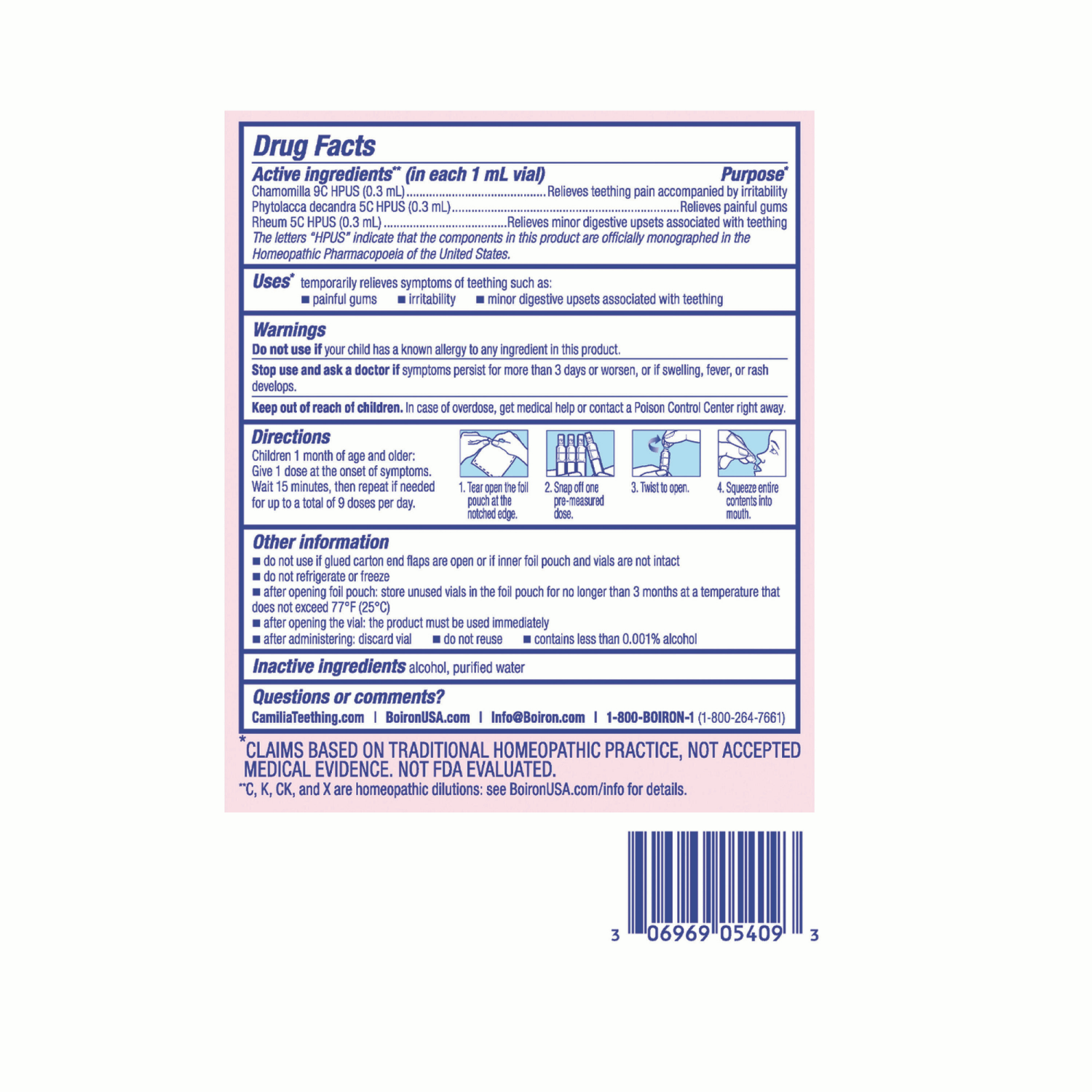 slide 2 of 2, Camilia Boiron Liquid Doses 1m+ Teething Relief 30 - 0.034 fl oz Each, 30 ct