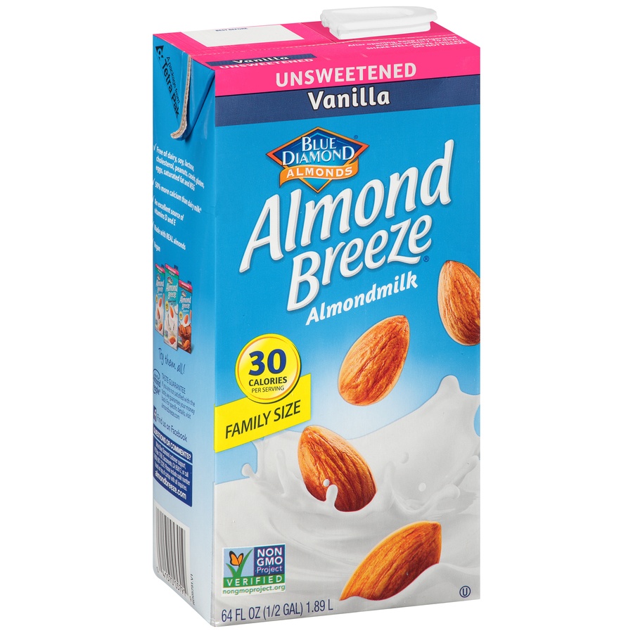 slide 2 of 8, Almond Breeze Shelf-Stable Unsweetened Vanilla Almondmilk, 64 oz, 64 oz