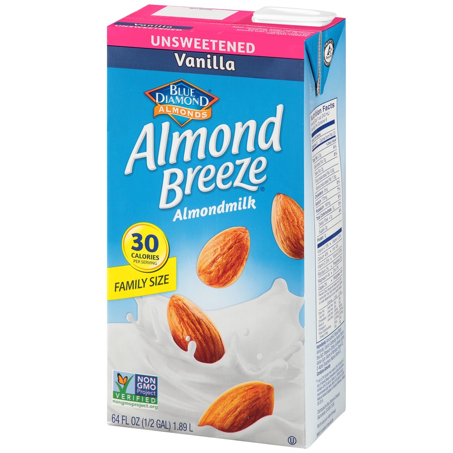 slide 3 of 8, Almond Breeze Shelf-Stable Unsweetened Vanilla Almondmilk, 64 oz, 64 oz