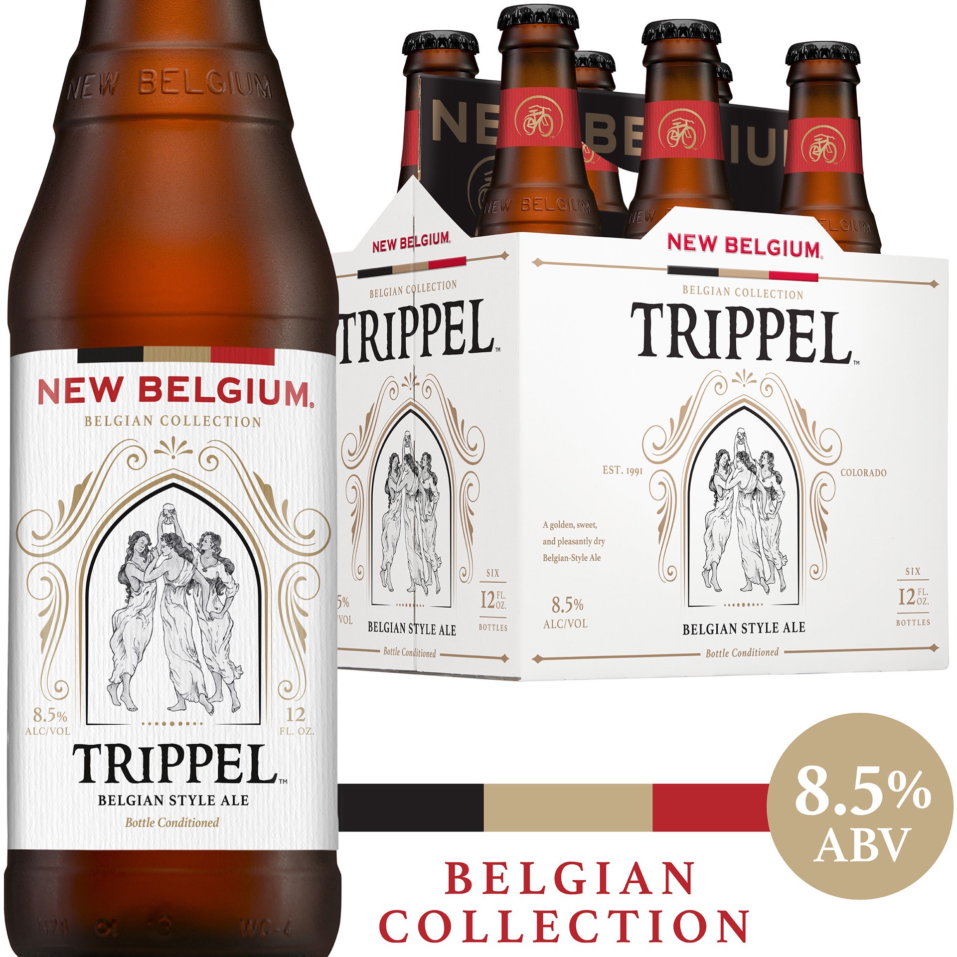 slide 1 of 4, New Belgium Trippel Belgian Style Ale Beer, 6 Pack, 12 fl oz Bottles, 6 ct; 12 oz