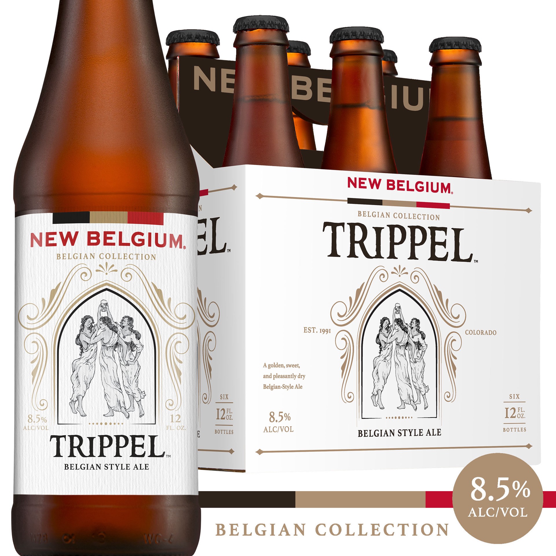 slide 1 of 4, New Belgium Trippel Belgian Style Ale Beer, 6 Pack, 12 fl oz Bottles, 6 ct; 12 oz