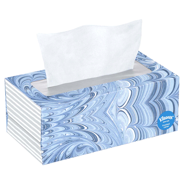 Kleenex Trusted Care Everyday Facial Tissues, 1 Flat Box (160 Total  Tissues) 