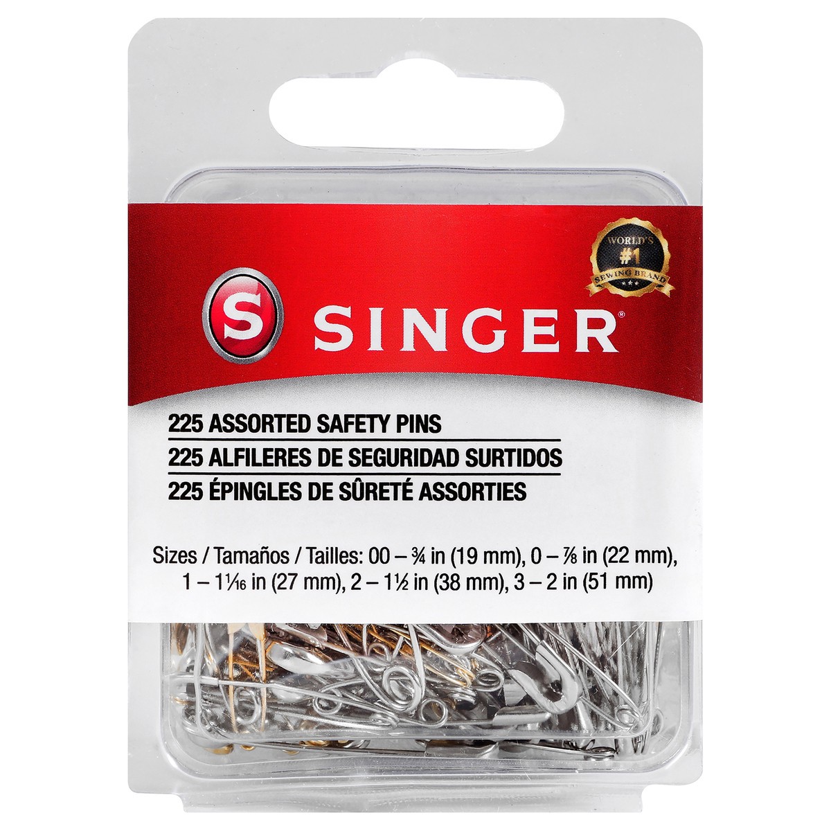 slide 1 of 2, SINGER Safety Pins , Assorted Sizes, 225 Count, 225 ct