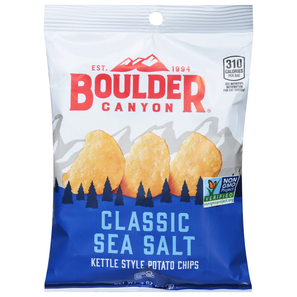 slide 1 of 3, Boulder Canyon Kettle Style Classic Sea Salt Potato Chips 2 oz, 2 oz