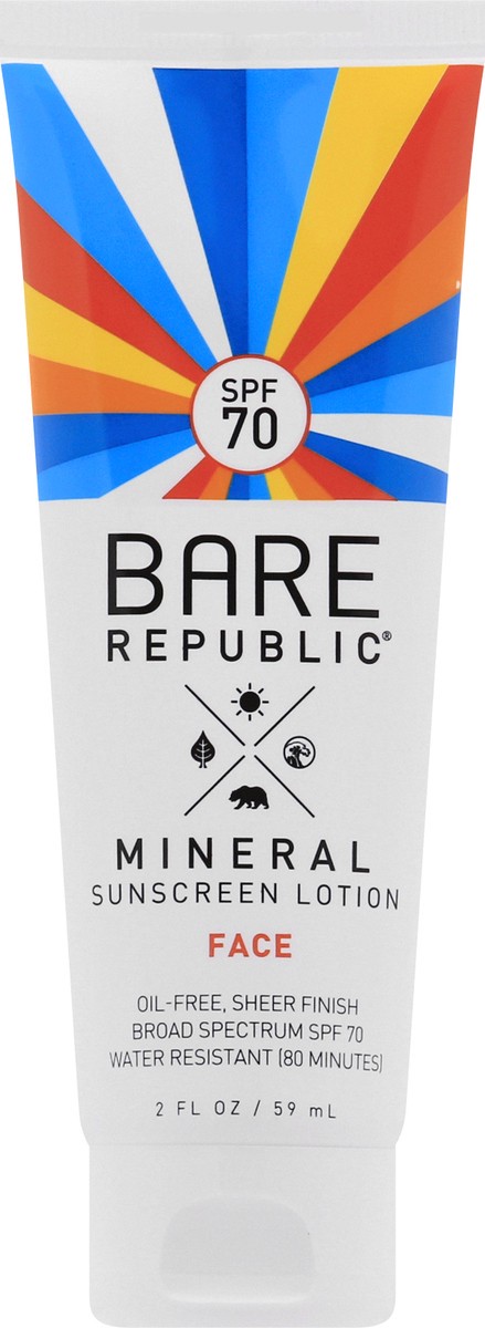 slide 1 of 8, Bare Republic Mineral Face Broad Spectrum SPF 70 Sunscreen Lotion 2 oz, 1.7 oz