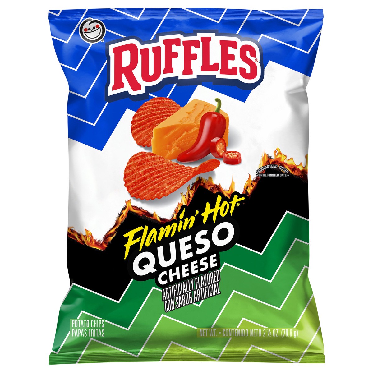 slide 6 of 8, Ruffles Potato Chips Flamin' Hot Queso Cheese 2 1/2 Oz, 2.5 oz