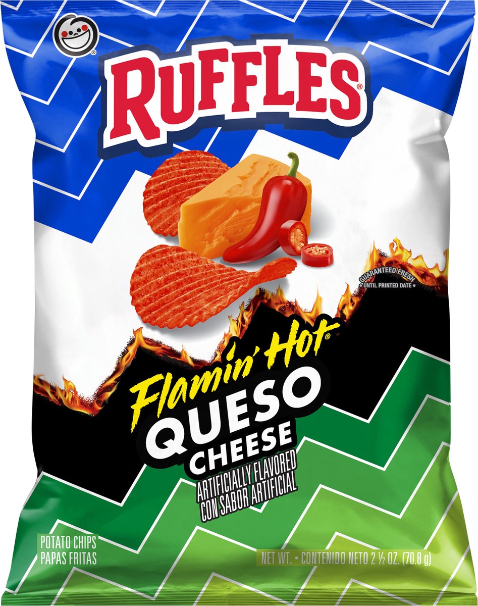 slide 4 of 8, Ruffles Potato Chips Flamin' Hot Queso Cheese 2 1/2 Oz, 2.5 oz