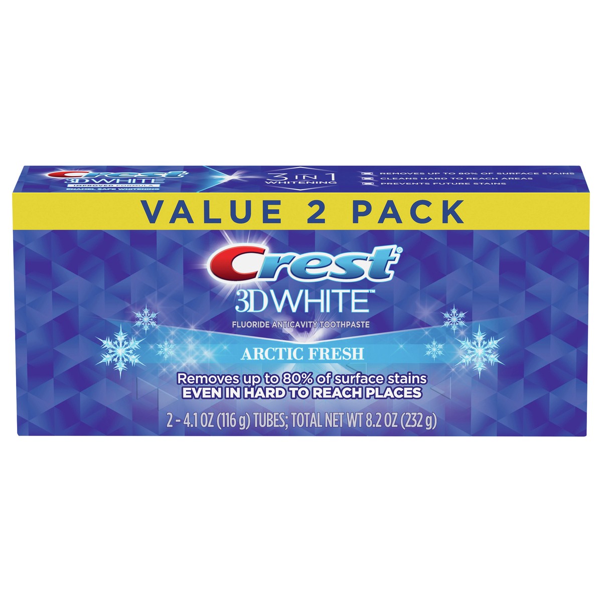 slide 1 of 1, Crest 3D White Value 2 Pack Flouride Anticavity Arctic Fresh Toothpaste 2 ea, 2 ct