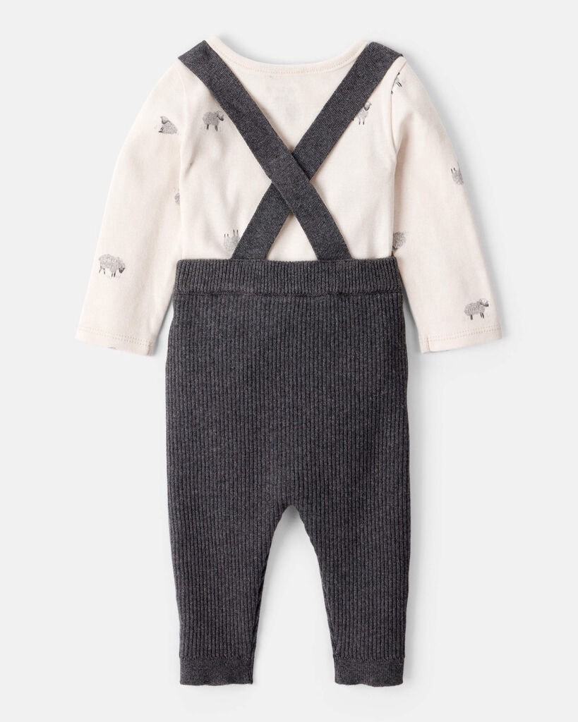 slide 3 of 5, Carter's Carters Baby Boy Sheep Print Cotton Long-Sleeve Overall Set - White/Grey White/Grey 18M, 1 ct