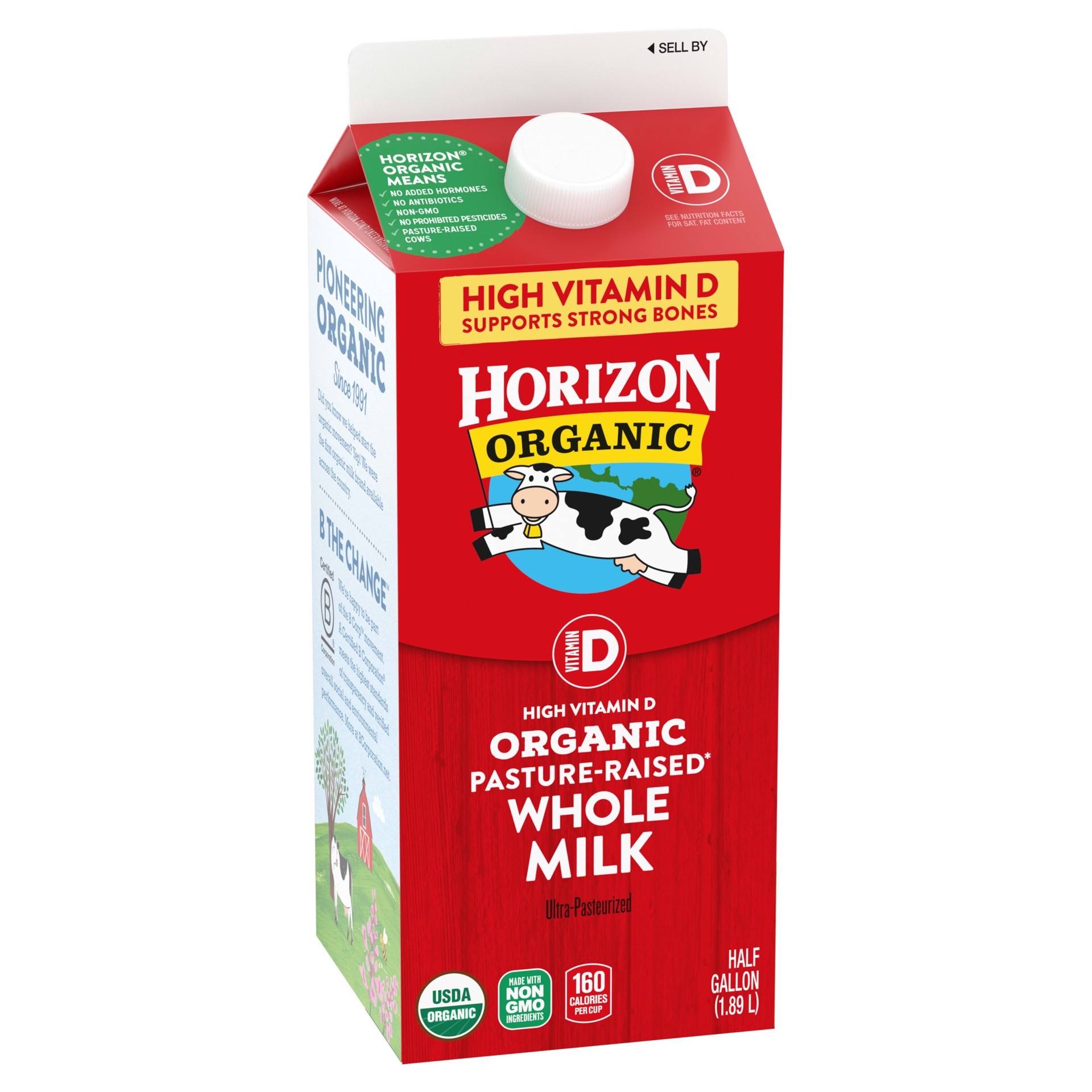 slide 3 of 5, Horizon Organic High Vitamin D Whole Milk, High Vitamin D Milk, 64 FL OZ Half Gallon Carton, 64 fl oz