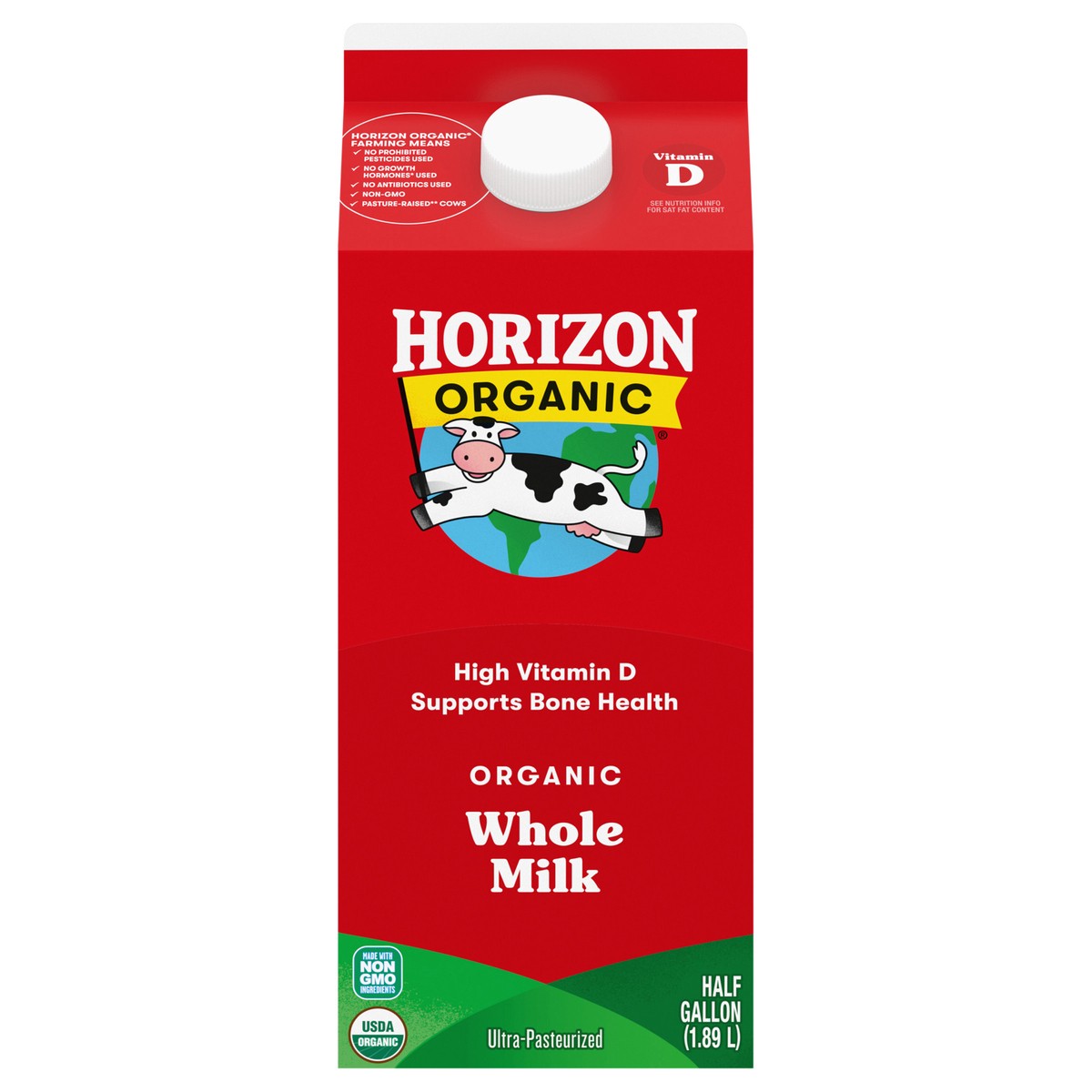 slide 1 of 5, Horizon Organic High Vitamin D Whole Milk, High Vitamin D Milk, 64 FL OZ Half Gallon Carton, 64 fl oz