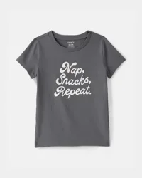 Carters Toddler Girl 'Nap Snacks Repeat' Graphic Tee - Grey Grey 4T