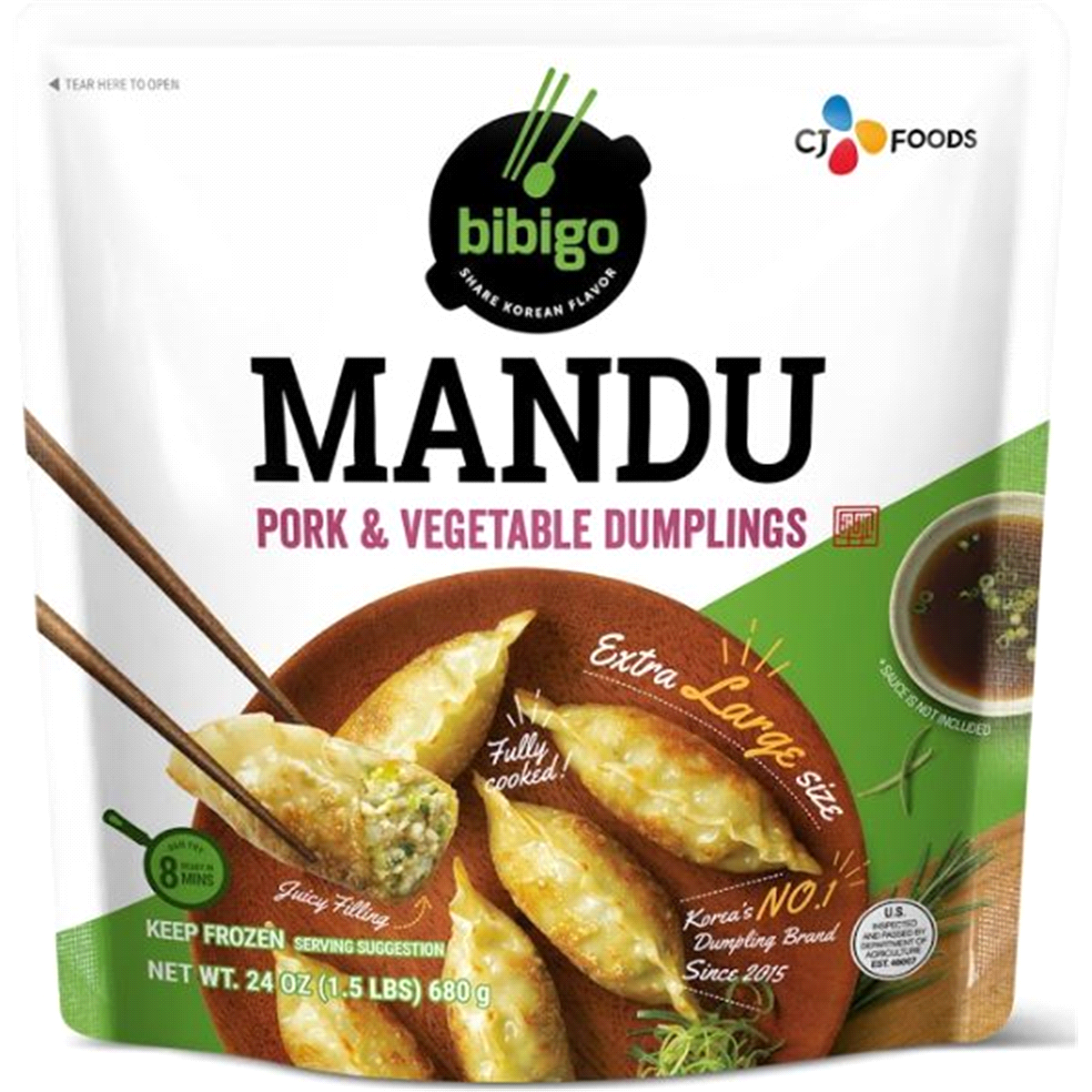 slide 1 of 1, Bibigo Mandu Dumpling Pork & Vegetable, 32 oz