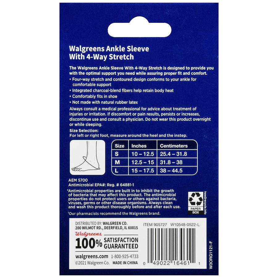slide 4 of 5, Walgreens Ankle Sleeve With 4-Way Stretch Small, 1 ct