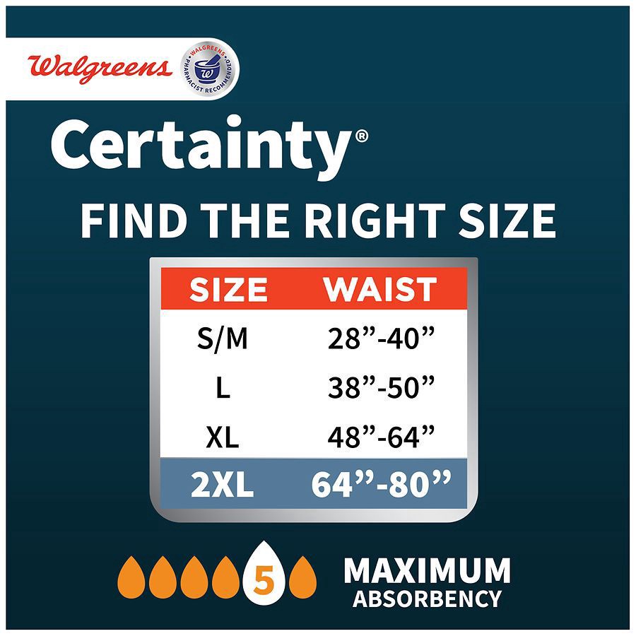 slide 3 of 5, Walgreens Certainty Men's ComfortLux Underwear 2XL, 22 ct
