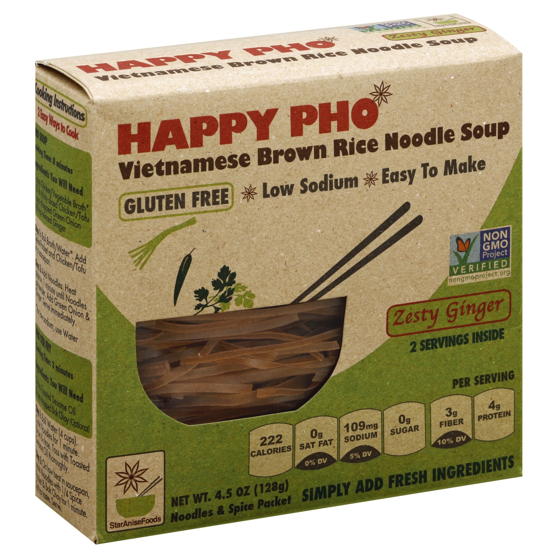 slide 1 of 1, Happy Pho Vietnamese Brown Rice Noodle Soup 4.5 oz, 4.5 oz