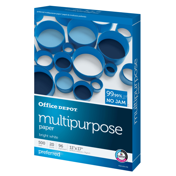 slide 10 of 10, Office Depot Multi-Use Paper, Ledger Size, 500 ct