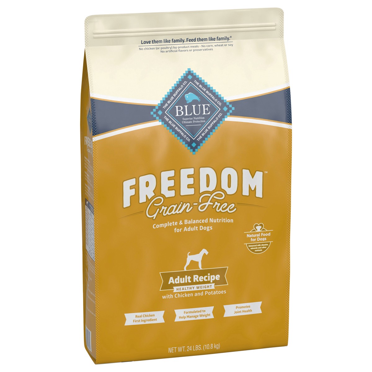 slide 2 of 9, Blue Buffalo Blue Freedom Grain Free Healthy Weight Chicken Recipe Dog Food, 24 lb