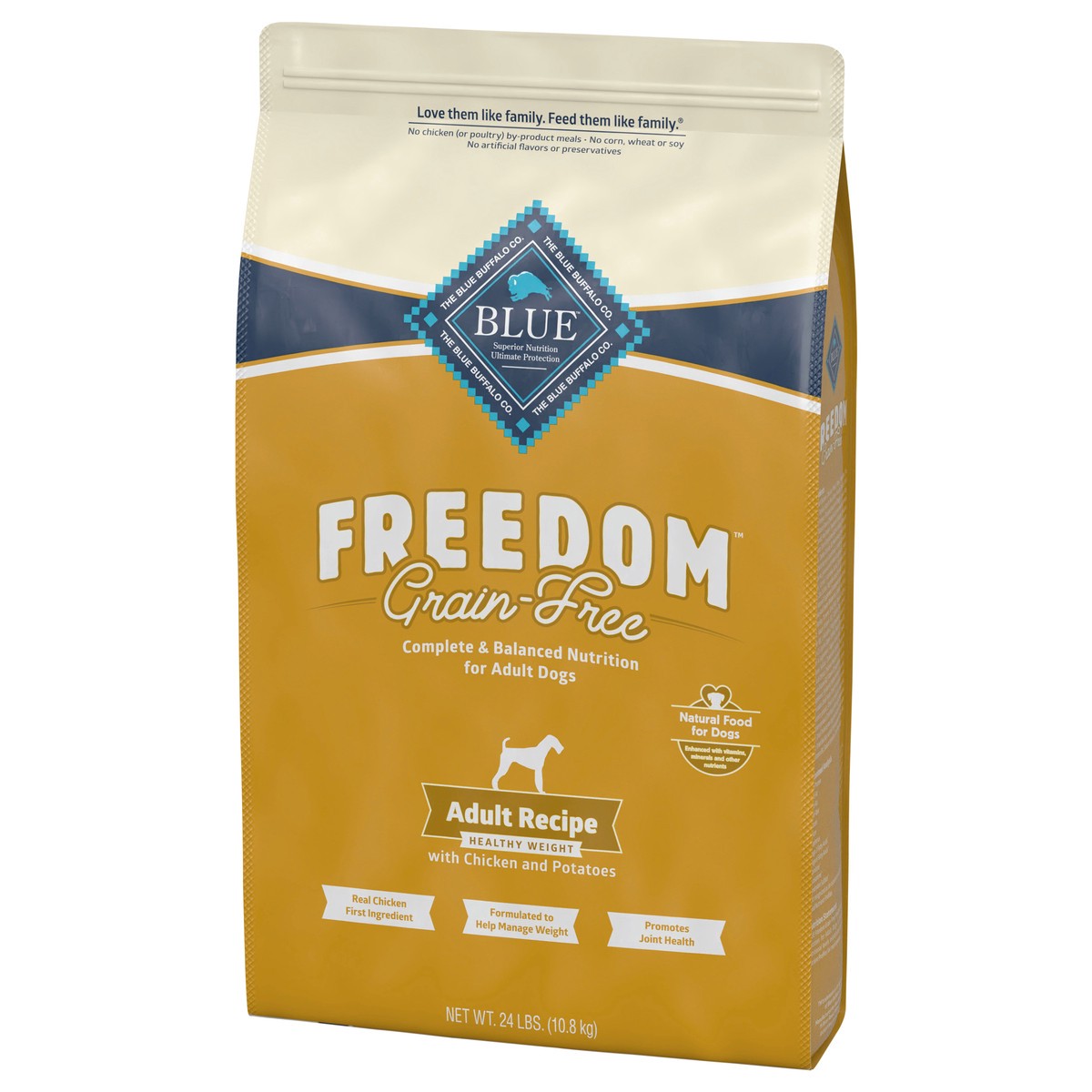 slide 3 of 9, Blue Buffalo Blue Freedom Grain Free Healthy Weight Chicken Recipe Dog Food, 24 lb