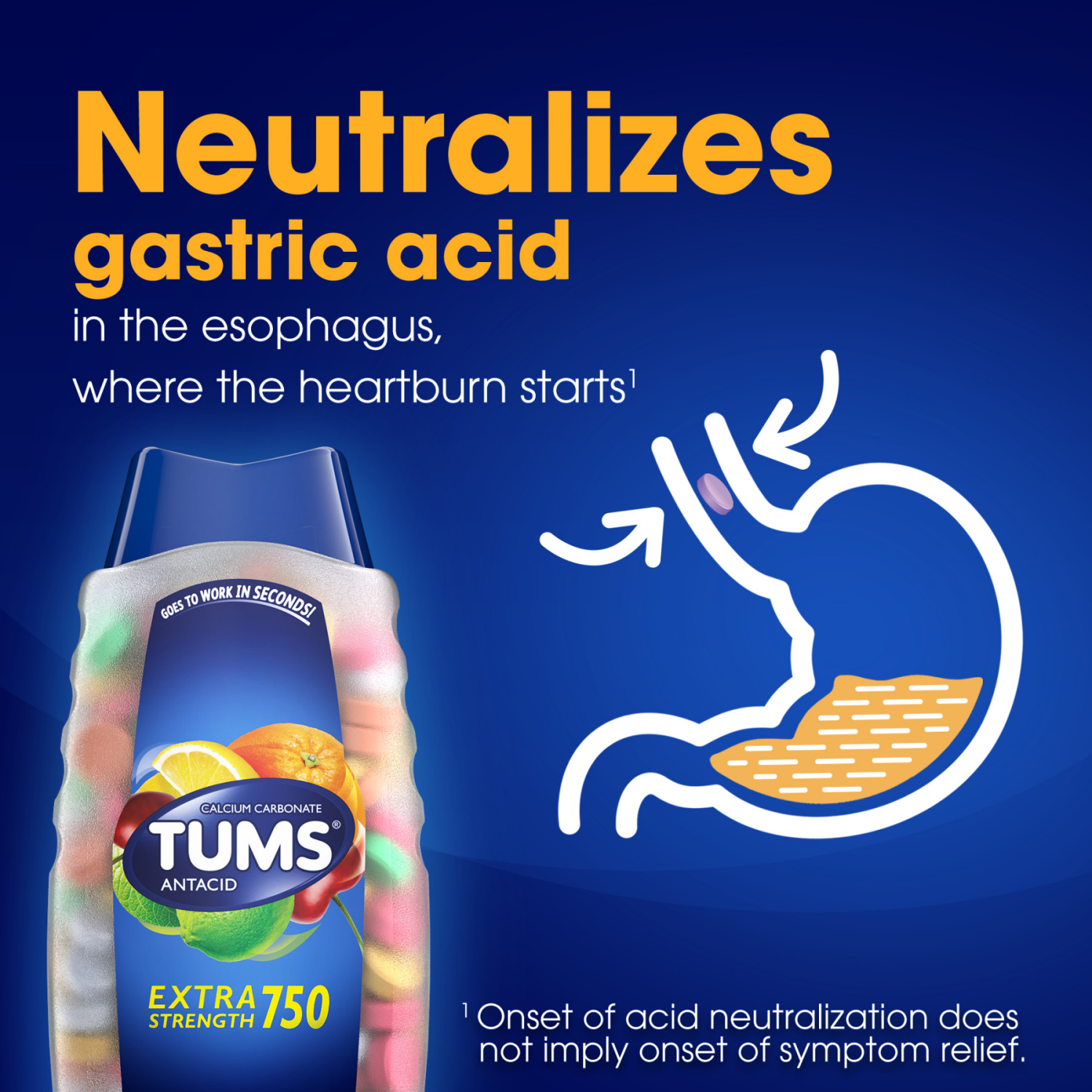slide 3 of 5, TUMS Chewable Antacid Tablets for Extra Strength Heartburn Relief, 96 ct