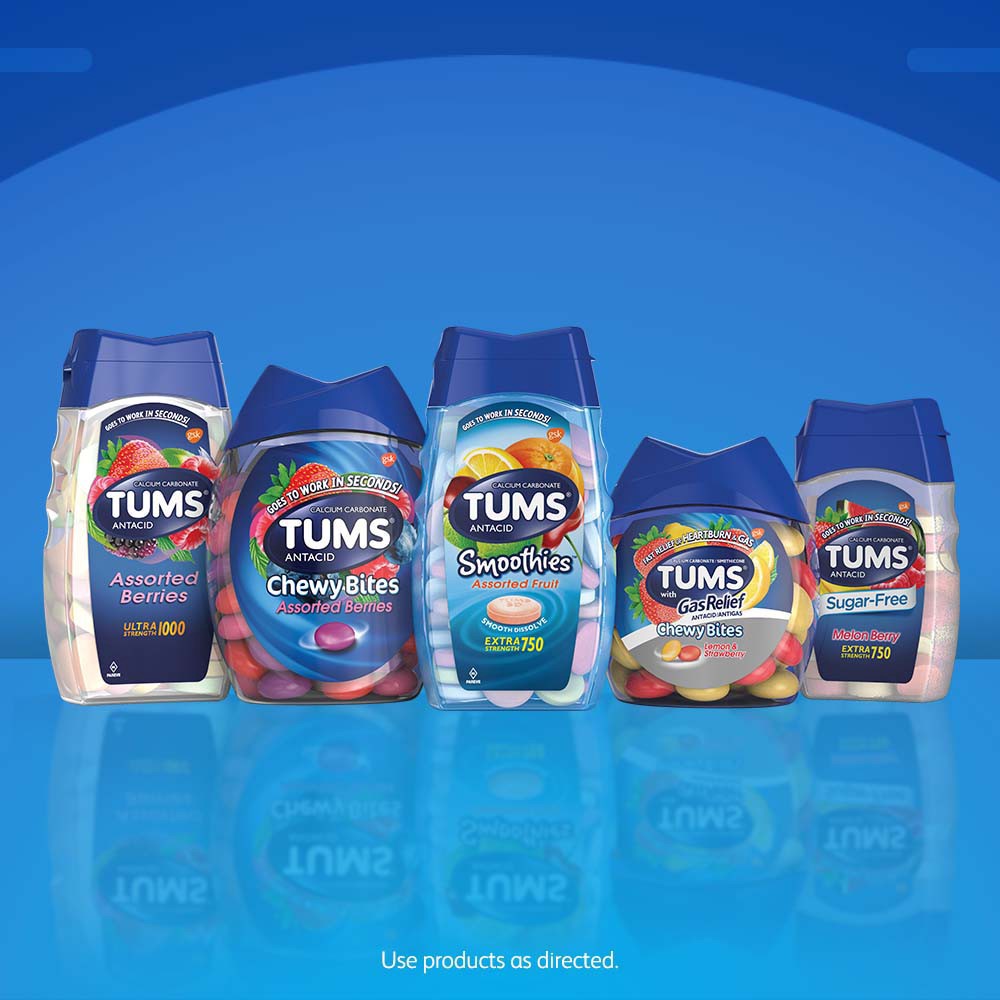 slide 2 of 4, TUMS Ultra Strength Chewable Antacid Tablets for Heartburn Relief, Assorted Fruit - 72 Count, 72 ct