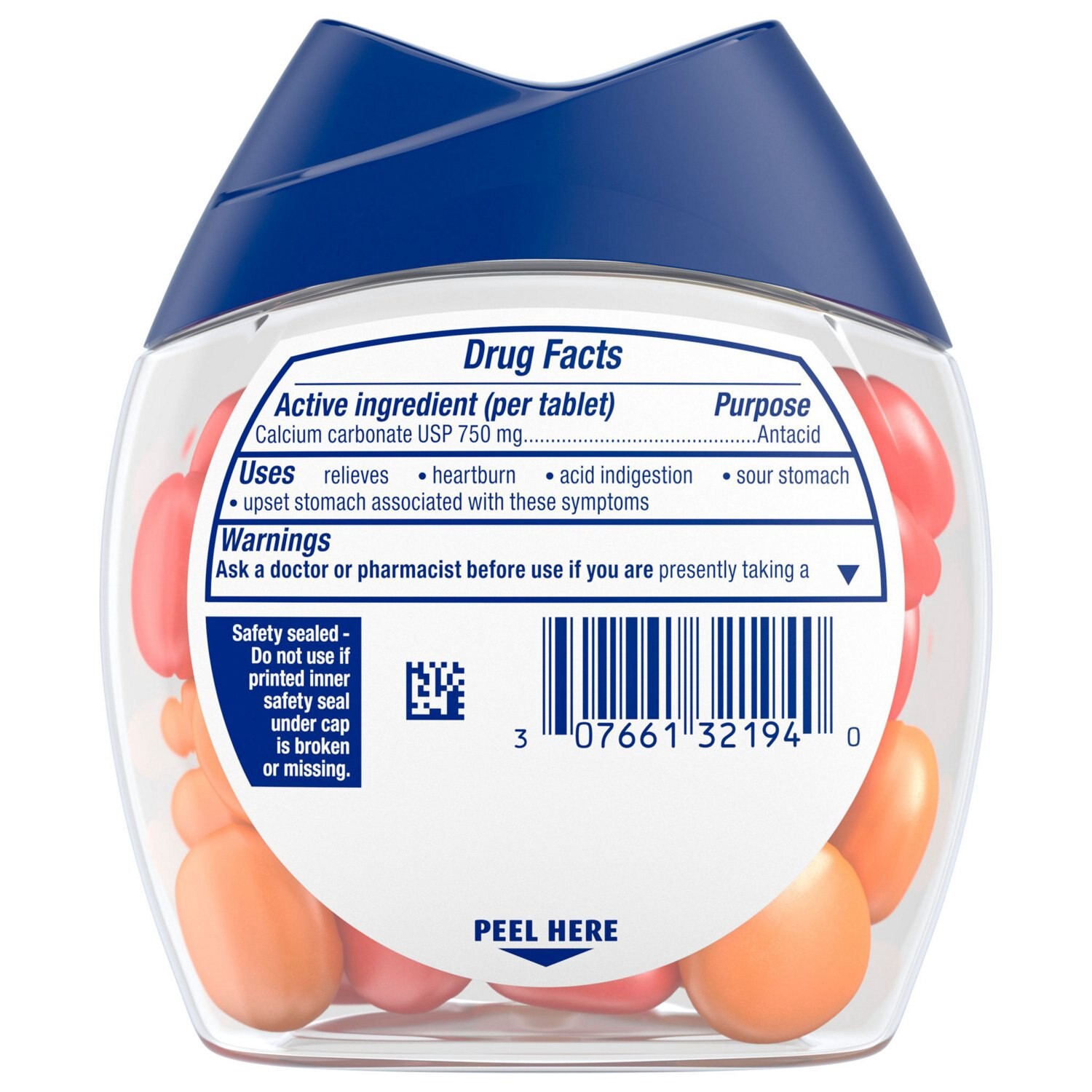 slide 4 of 10, Tums Chewable Antacid Tablets For Heartburn Relief, Tropical Fruit, 32 Ct, 32 ct