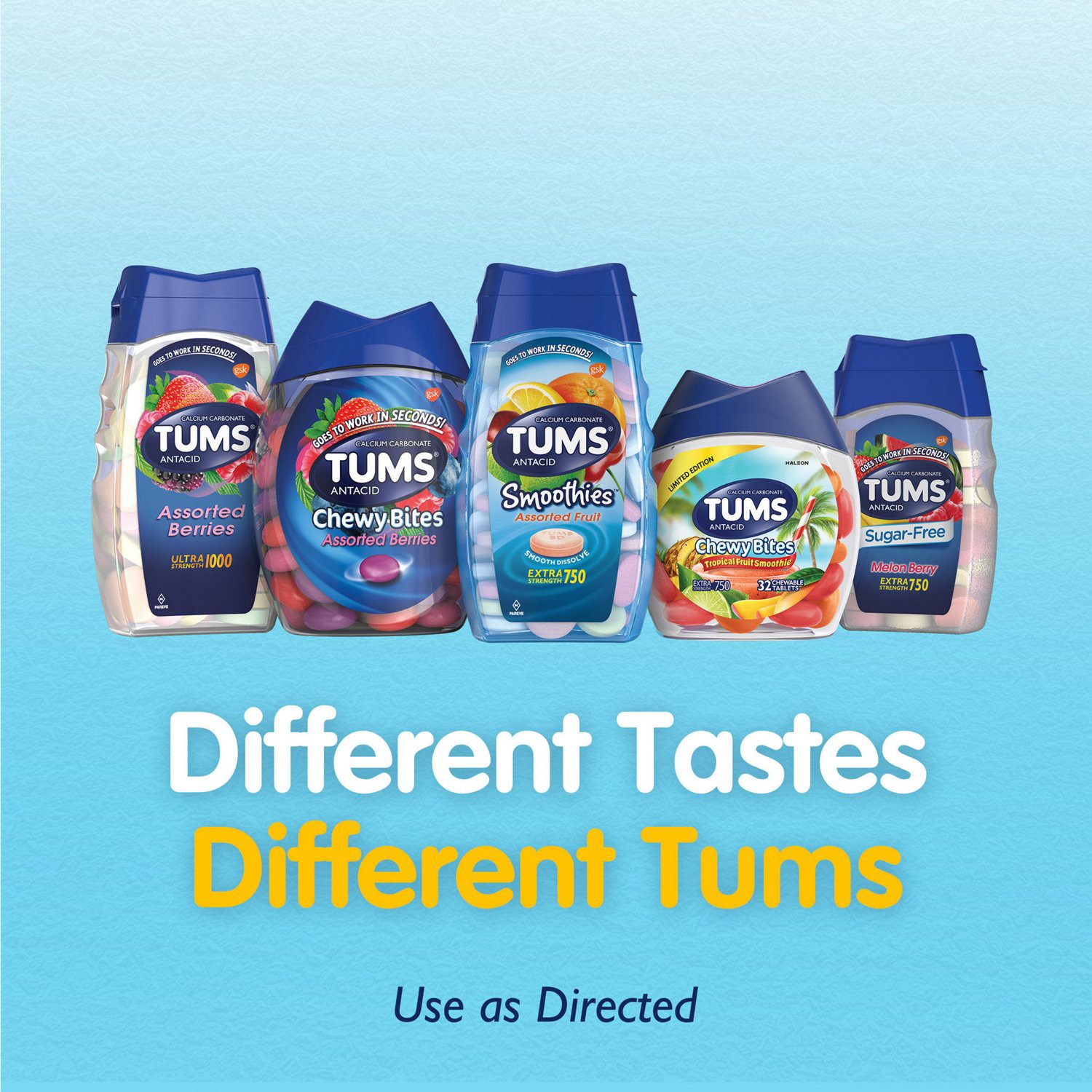 slide 3 of 10, Tums Chewable Antacid Tablets For Heartburn Relief, Tropical Fruit, 32 Ct, 32 ct