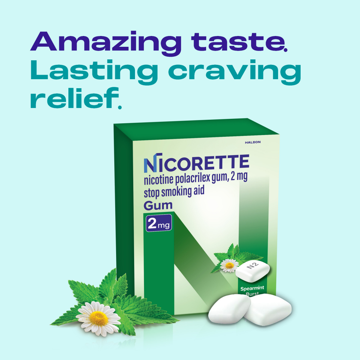 slide 3 of 5, Nicorette Stop Smoking Aid 2 mg Gum Spearmint Burst, 