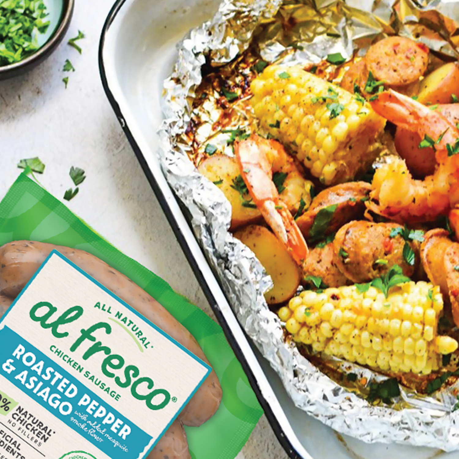 slide 4 of 7, Al Fresco Roasted Pepper & Asiago Chicken Sausage, 11 oz, 11 oz