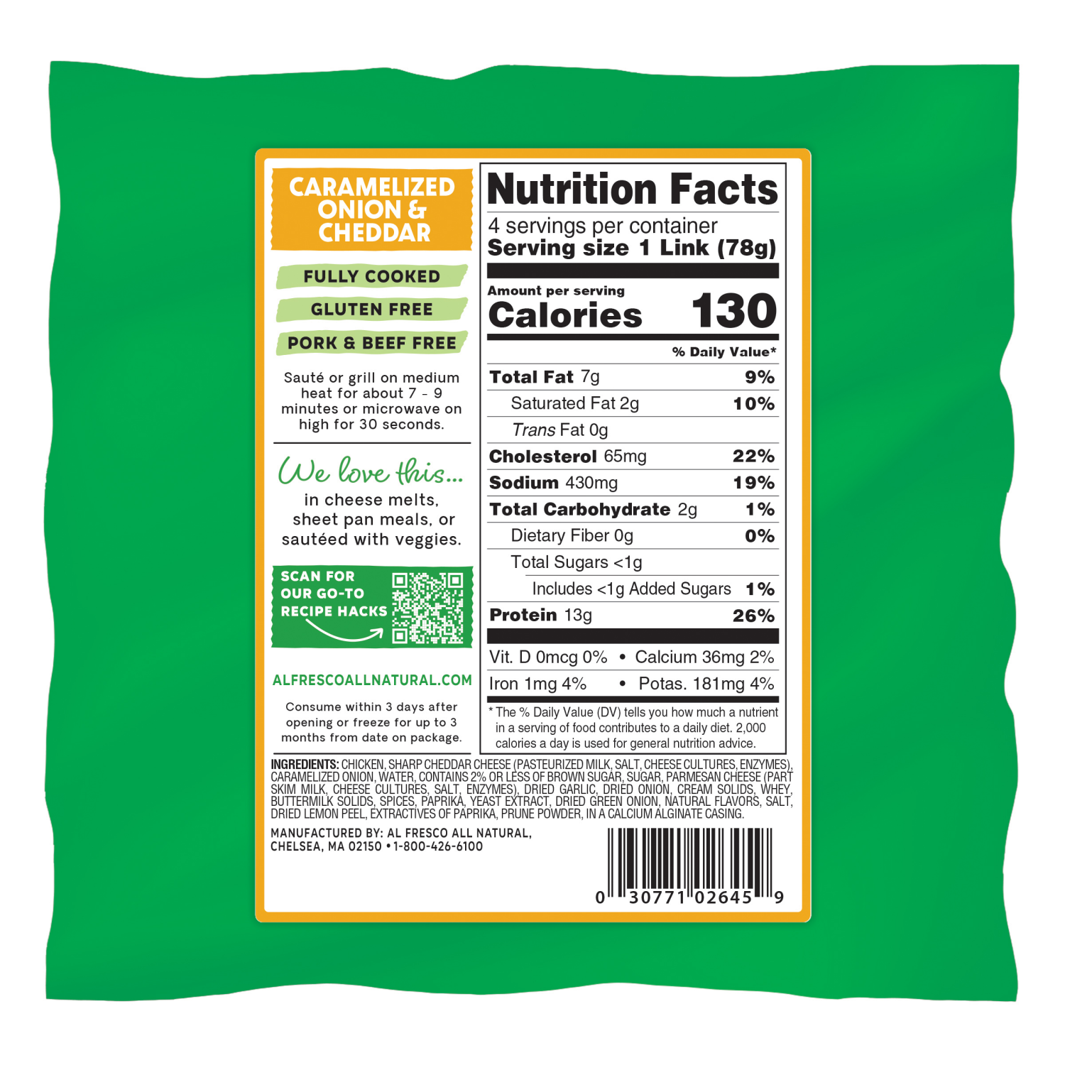 slide 2 of 7, Al Fresco Sundried Tomato & Basil Chicken Sausage Skinless, 10 oz, 10 oz